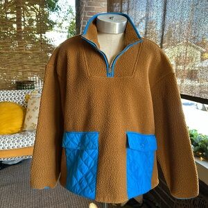 Madewell Brown and Blue Fleece Jacket